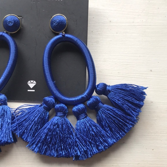 Royal Blue Bauble Bar earrings - Picture 2 of 5
